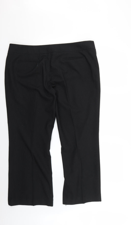 F&F Womens Black Striped Trousers Size 18 L25 in