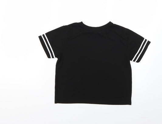 miss evie Girls Black Geometric Basic T-Shirt Size 9-10 Years