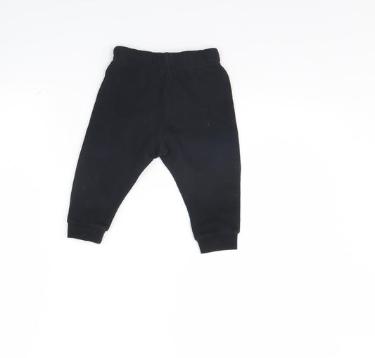 Fred & FLo Baby Black Jogger Trousers Size 9 Months