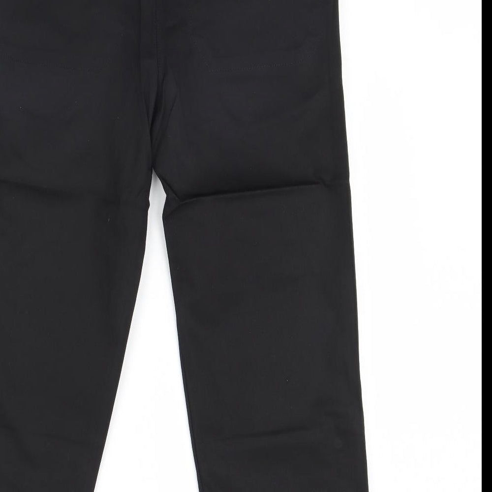 Brand and care label for woose women’s black trousers, size UK 12, 23-inch leg