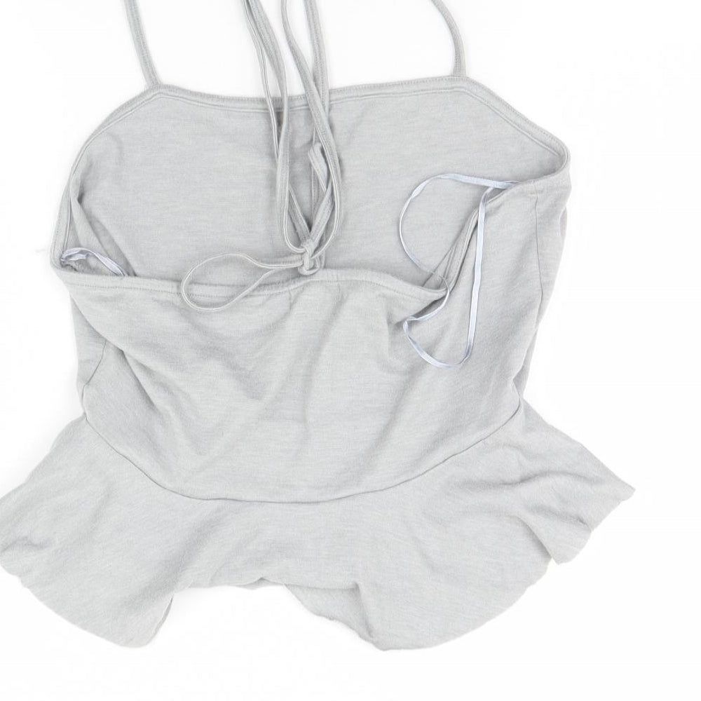 Womens UK Size 10 River Island Grey Cropped Tank