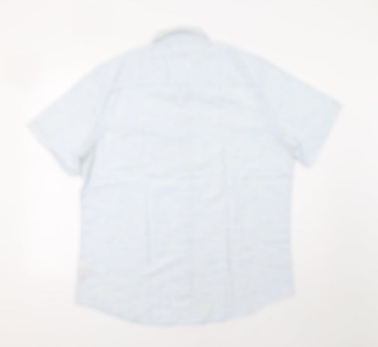 Mens UK Size L New Look Blue Button-Up Short Sleeve Casual Shirt