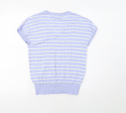 M&&S Womens Blue Striped Pullover Jumper Size M