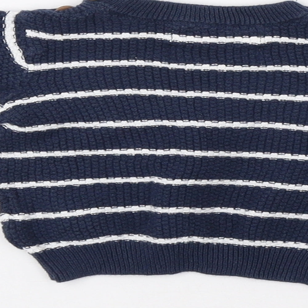 Brand and care label for F&F Baby Blue Striped jumper, size 3-6, Months