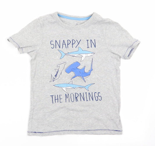 Mothercare Boys Grey Animal Print Pyjama Top Size 6-7 Years - Snappy in the Mornings