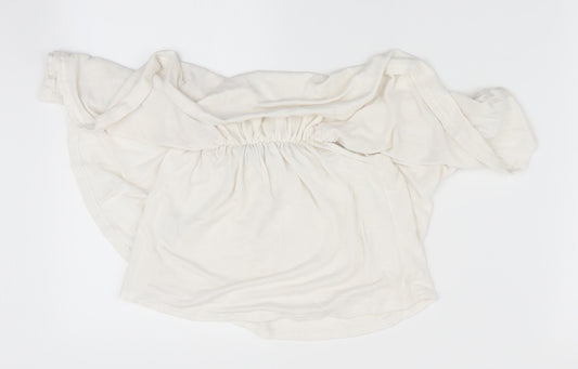 Boohoo Womens Ivory Cropped T-Shirt Size 6