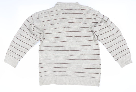 Marks and Spencer Mens Beige Striped Pullover Jumper Size M