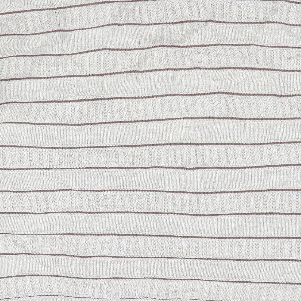 Brand and care label for Marks & Spencer men’s beige striped jumper, size M