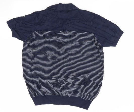 George Mens Blue Striped Pullover Jumper Size M