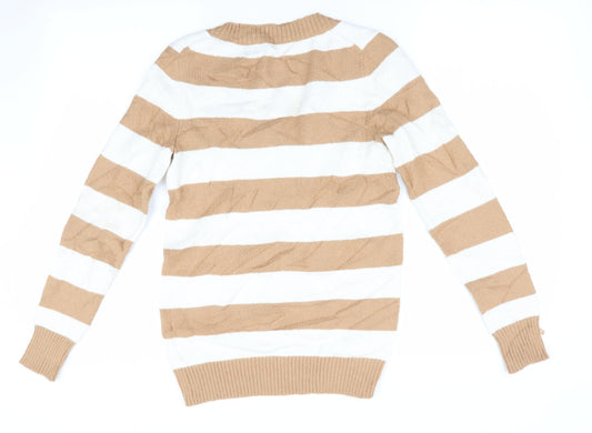 Gap Womens Beige Striped Pullover Jumper Size S
