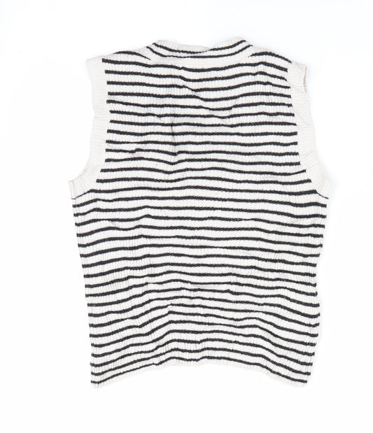 H&M Girls Black Striped Vest Jumper Size 9-10 Years
