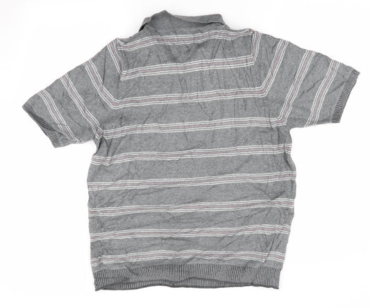 North Coast Mens Grey Striped Pullover Jumper Size M