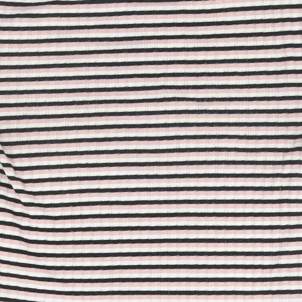 Primark Womens Grey Striped Basic T-Shirt Size 6