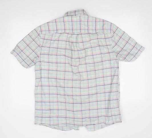 Mens UK Size M M&S Green Button-Up Short Sleeve Casual Shirt