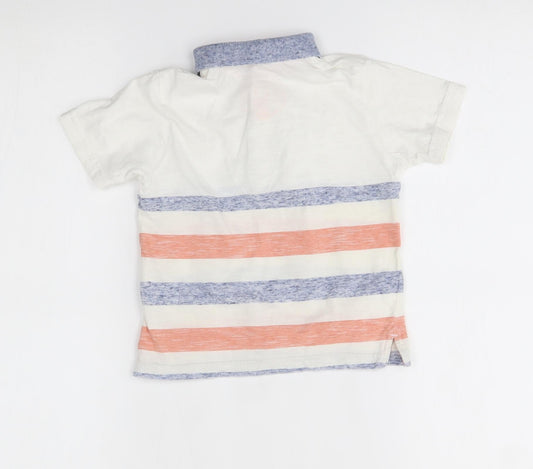 Matalan Boys White Striped Basic Polo Size 3 Years