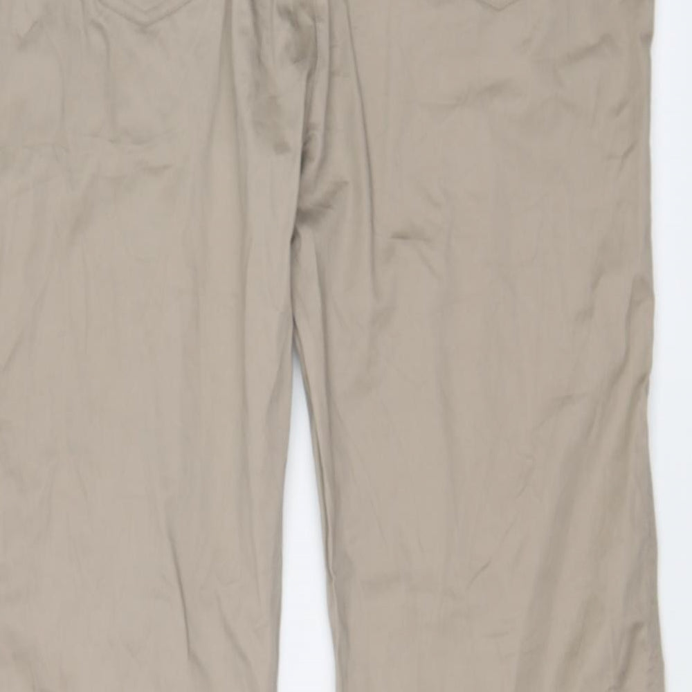 Brand and care label for ARYTON women’s beige trousers, size UK 18, 30-inch leg