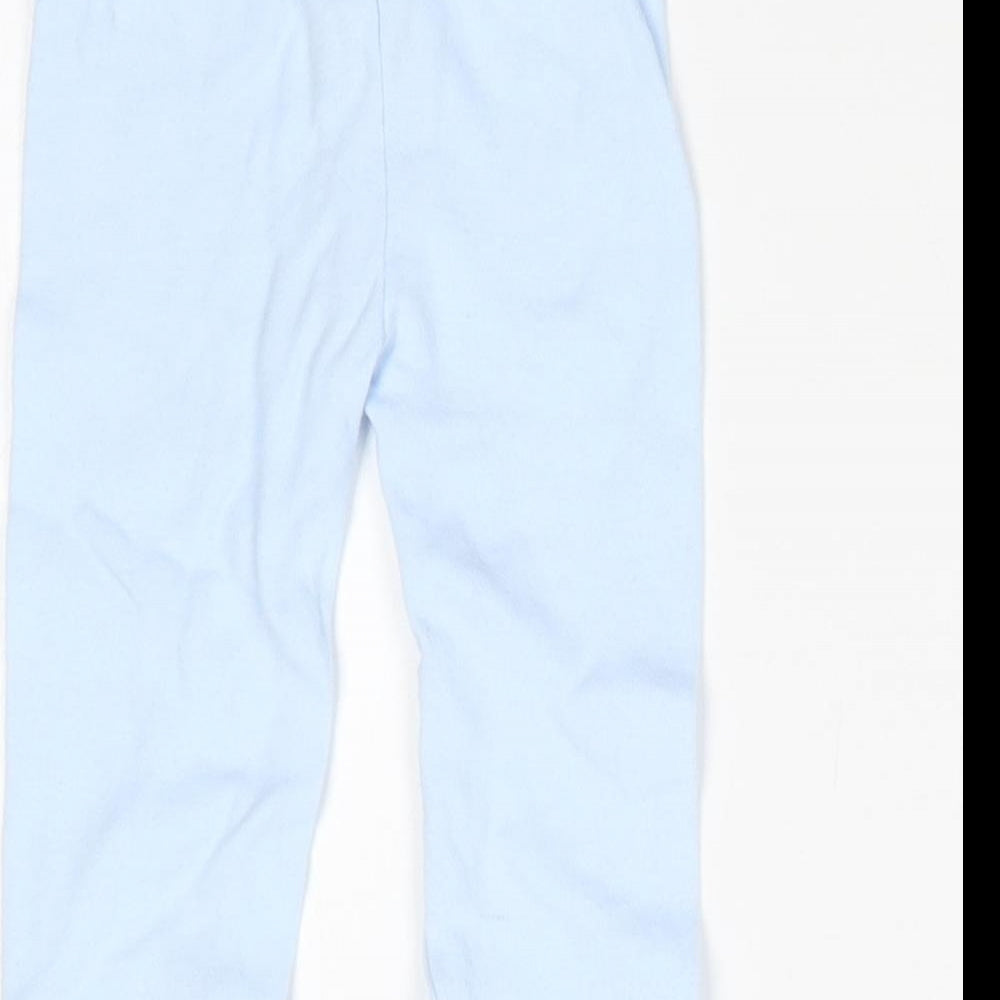 Brand and care label for BEBE BONITO Baby Blue Jogger Leggings, size 3-6, Months
