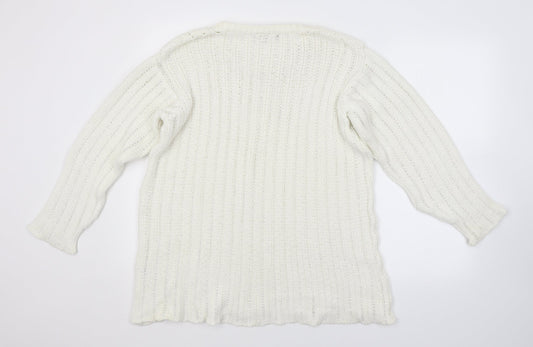 Strenesse Womens White Striped Pullover Jumper Size 10