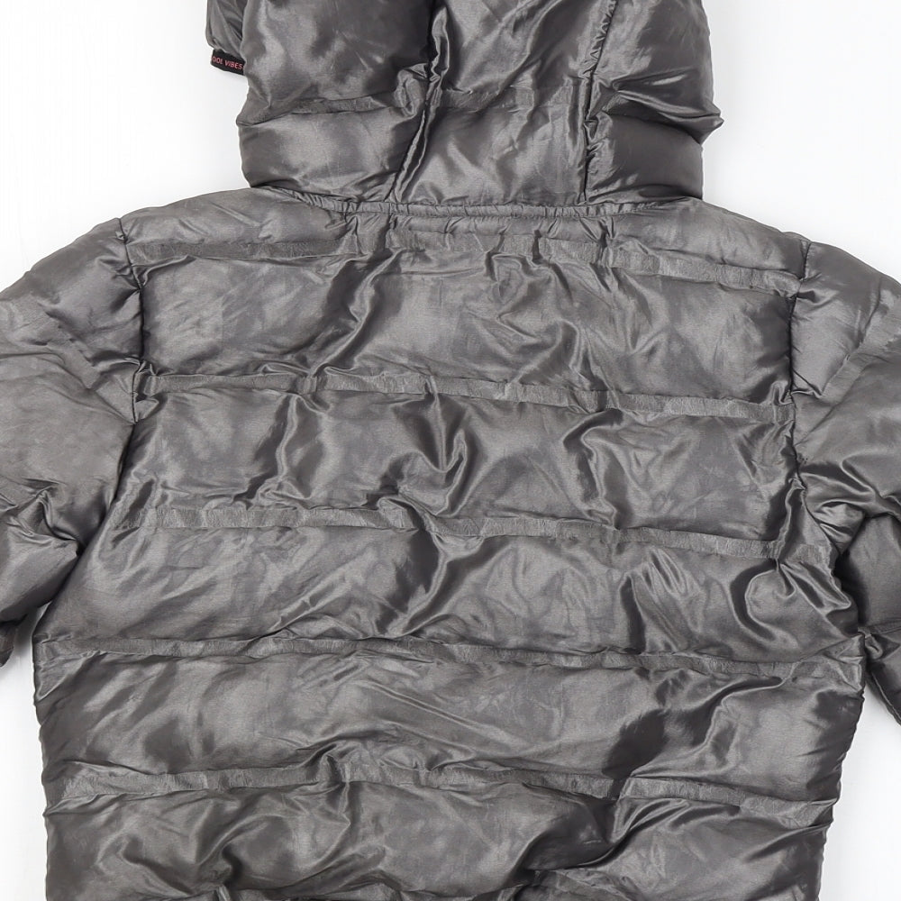 Brand and care label for Preworn girls’ grey full zip hoodie