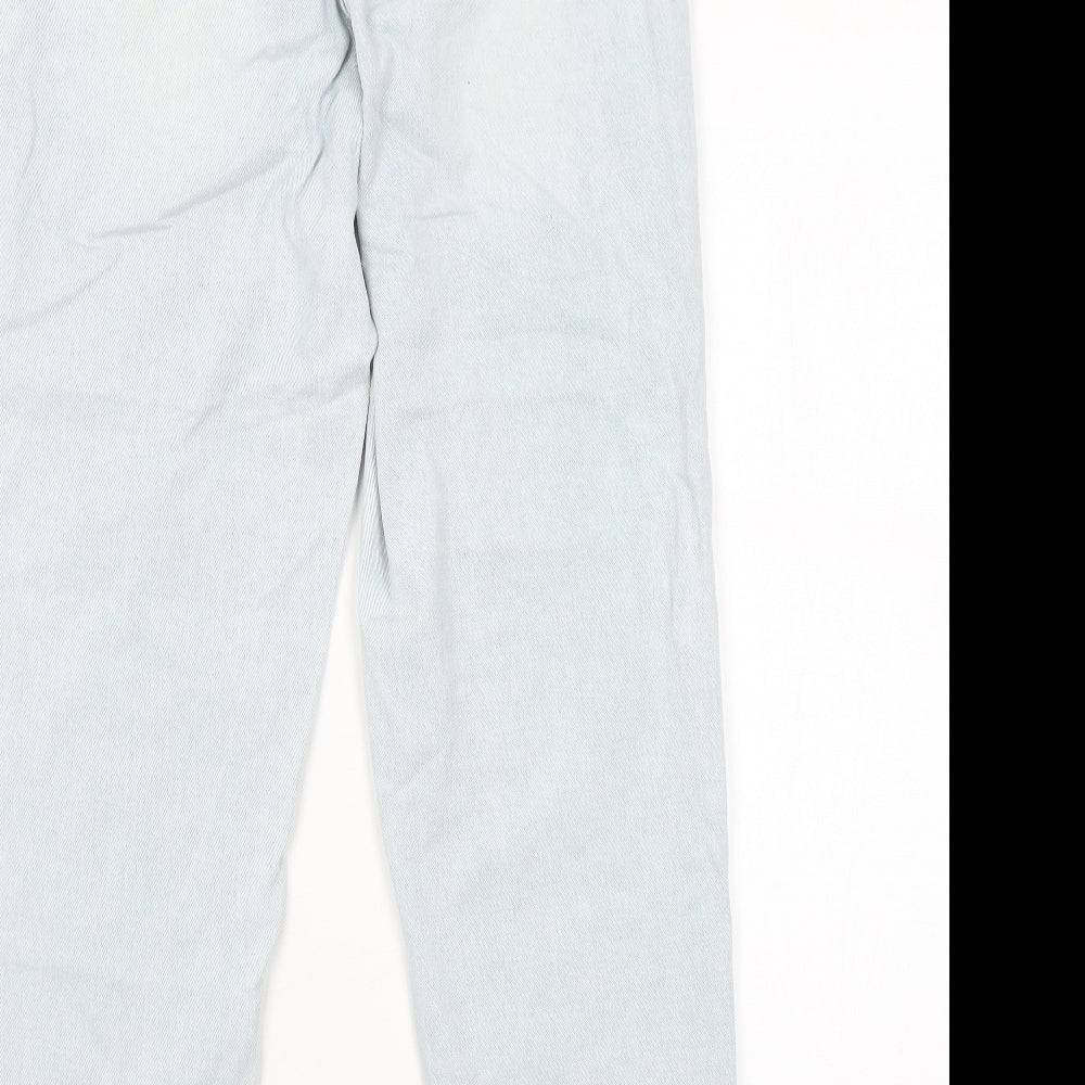 Brand and care label for DENIM CO. women’s blue straight jeans, size UK 10, 27-inch leg