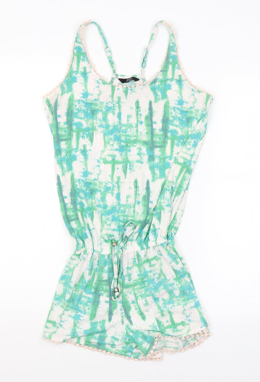 Womens UK Size 8 F&F One-Piece Green Playsuit