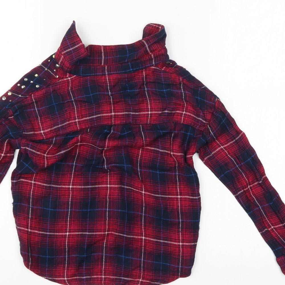 Brand and care label for I love girl wear girls’ multicoloured check basic button-up, size 9, years
