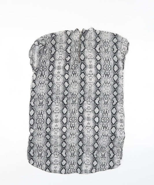 George Womens Grey Animal Print Basic Blouse Size 12