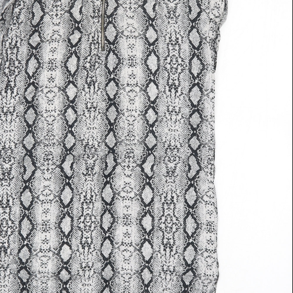 George Womens Grey Animal Print Basic Blouse Size 12