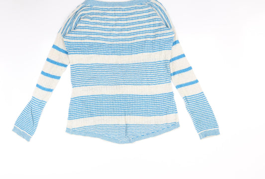 Simonsen Womens Blue Striped Pullover Jumper Size L