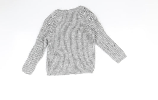 Primark Girls Grey Pullover Jumper Size 7-8 Years