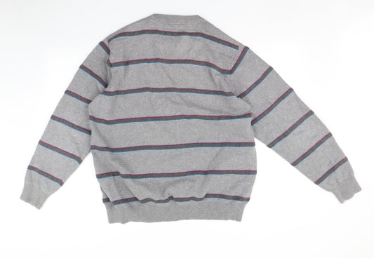Atlantic Womens Grey Striped Pullover Jumper Size M