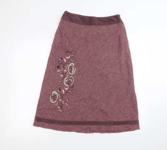 Additional front view of Klass women’s purple a-line skirt, size UK 10