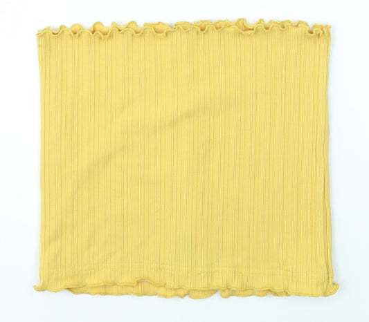 Womens UK Size S New Look Yellow Cropped Blouse
