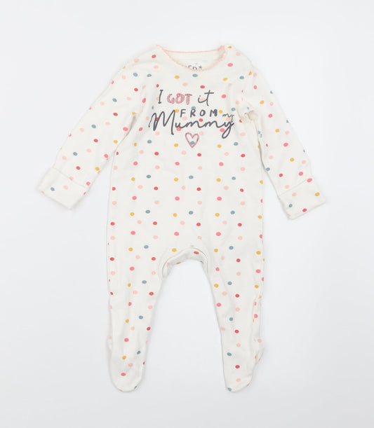 F&F Girls White Polka Dot Babydoll One Piece Size 3-6 Months