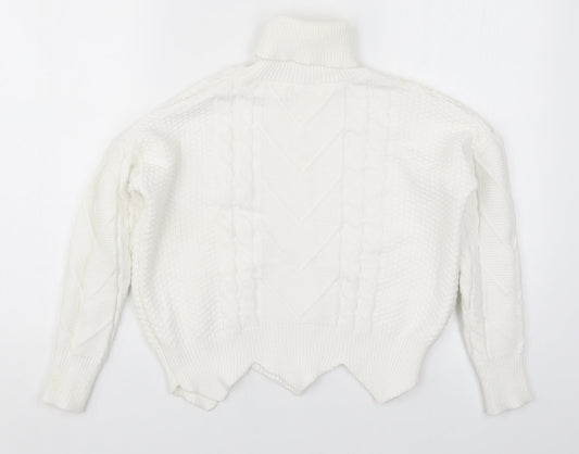 Exquisss Womens White Knit Pullover Jumper One Size