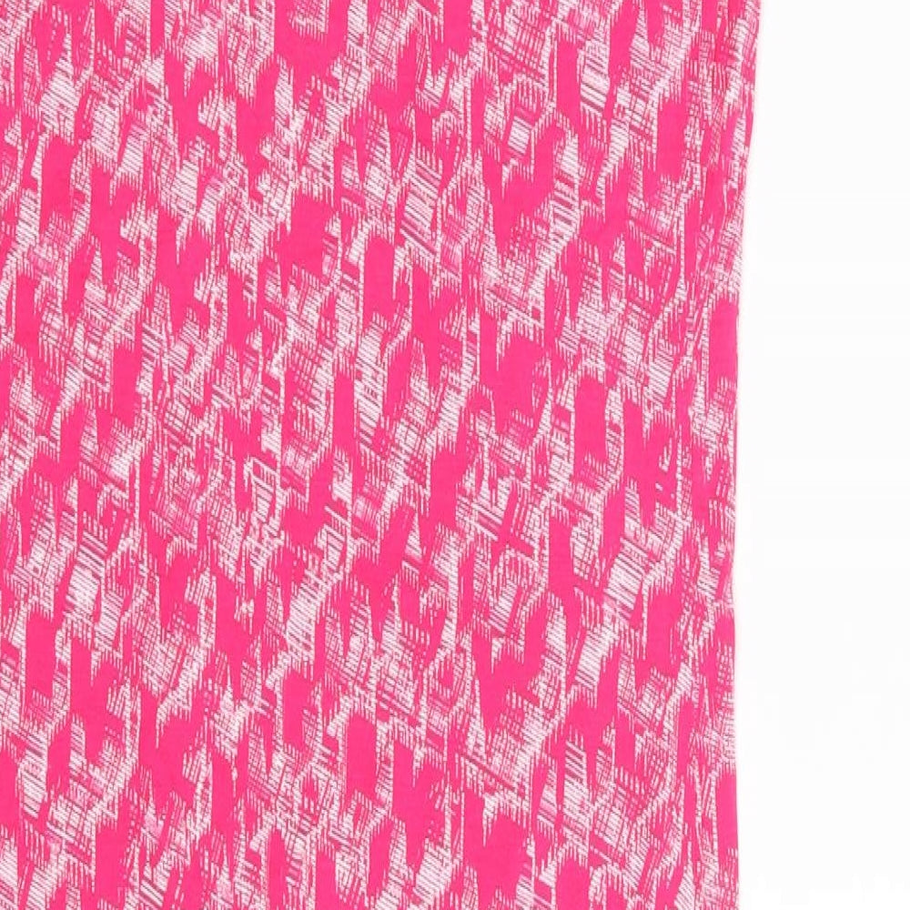 Brand and care label for Next women’s pink geometric fit & flare, size UK 8
