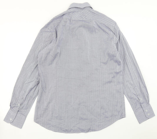 WE Mens Blue Herringbone Button-Up Size S