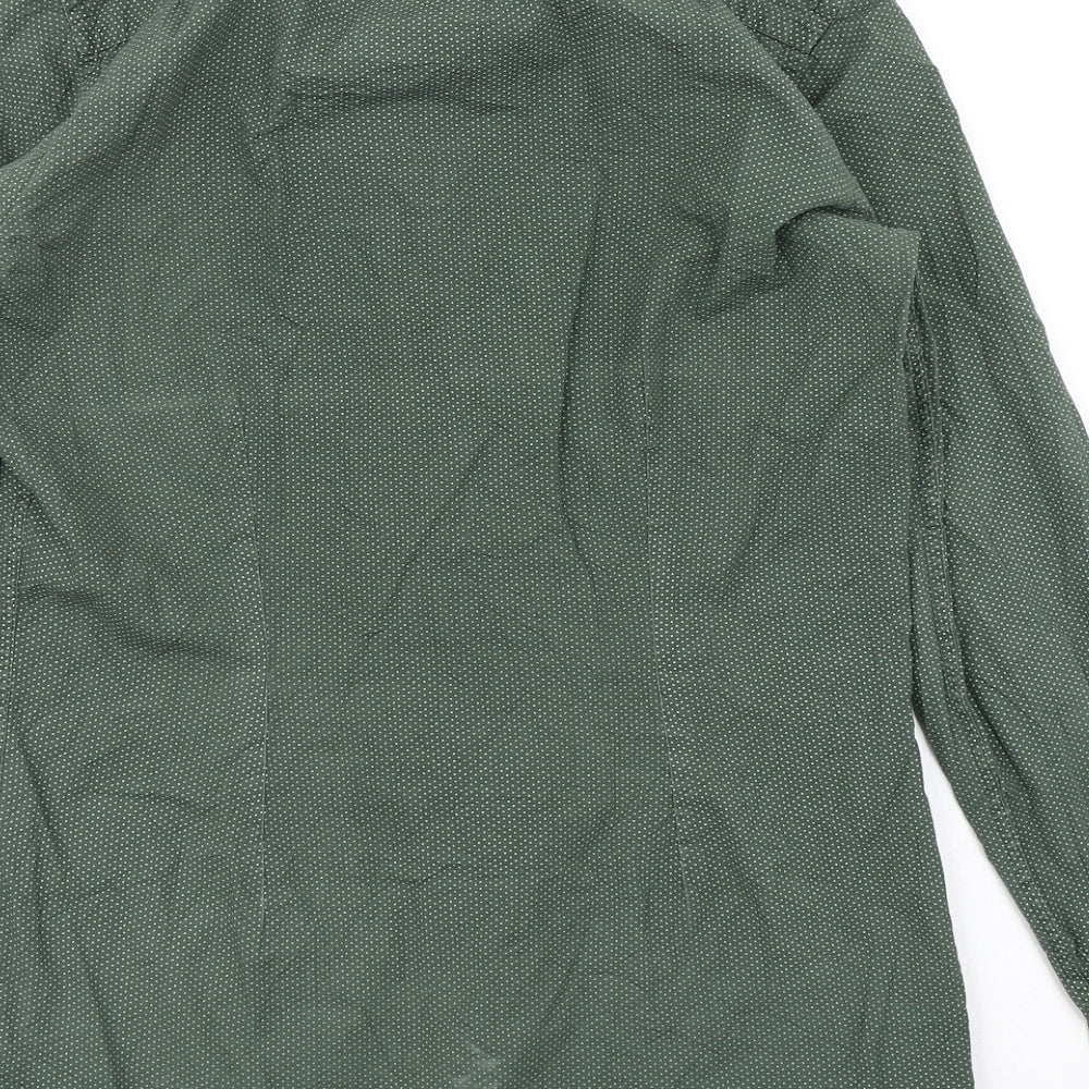 Mens UK Size 14.5 NEXT Green Button-Up Long Sleeve Casual Shirt