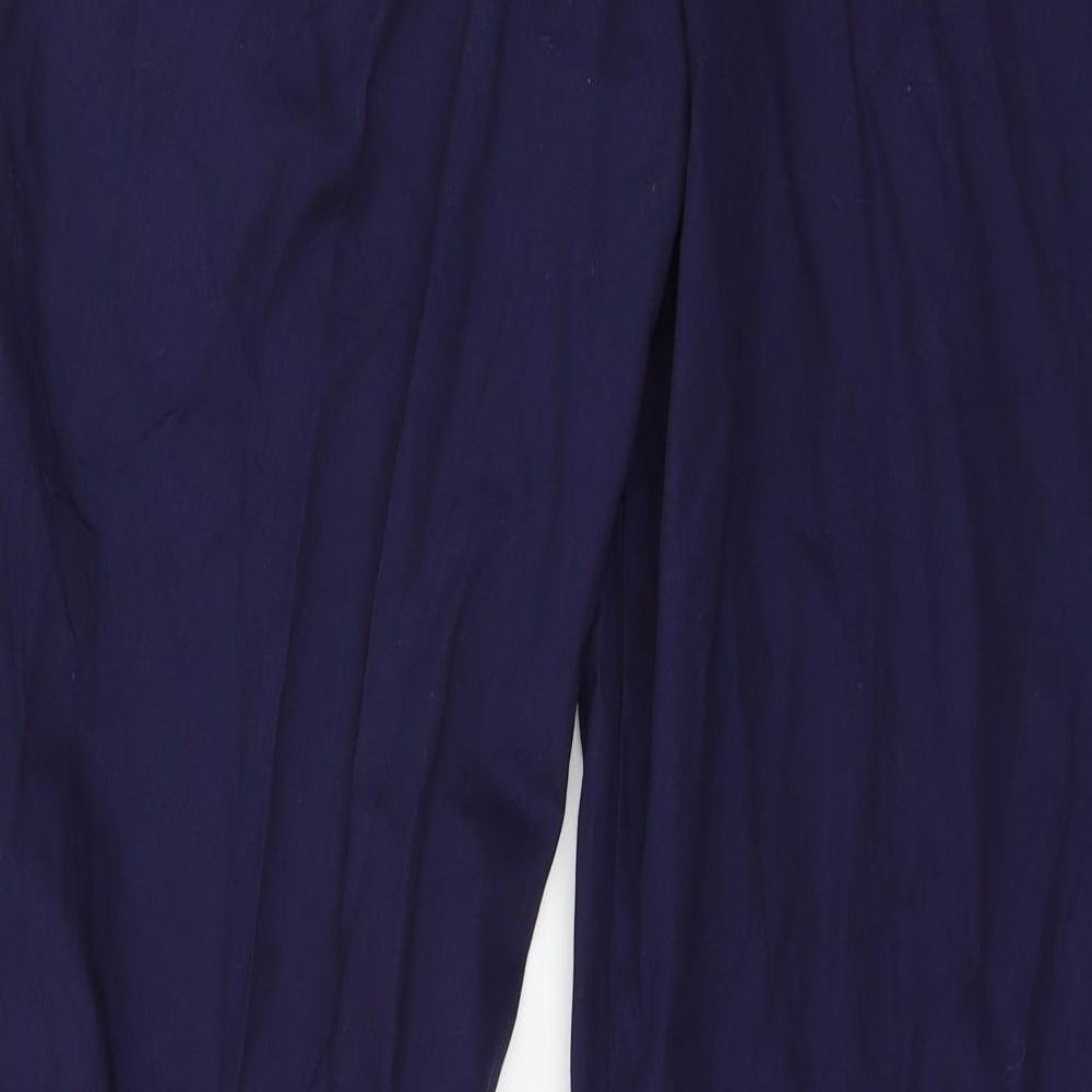 Brand and care label for Dencowear women’s blue trousers, size UK 14, 33-inch leg