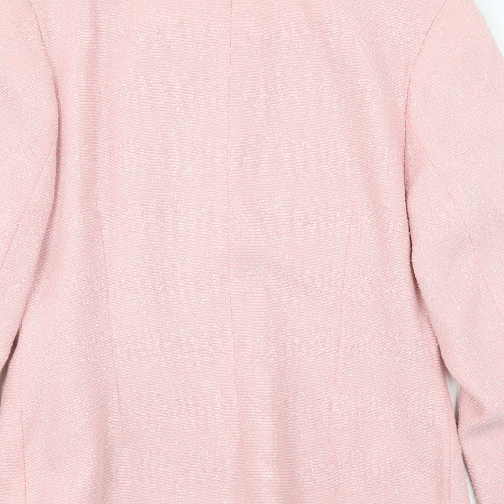 Brand and care label for Preworn women’s pink pea coat coat, size UK 10