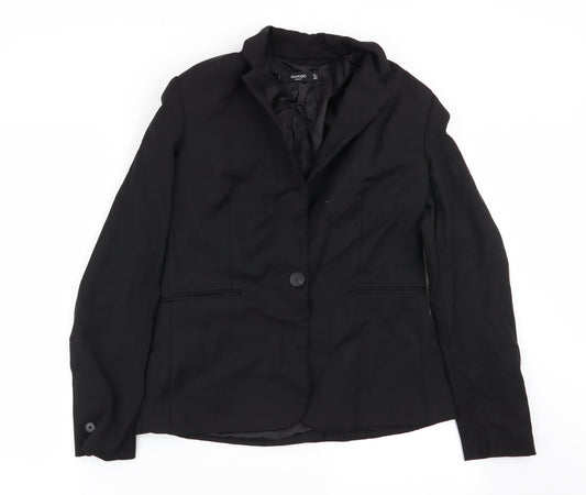 Additional front view of Mango women’s black jacket blazer, size UK 8