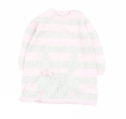 bluezoo Girls Multicoloured Striped Jumper Dress Size 3-6 Months