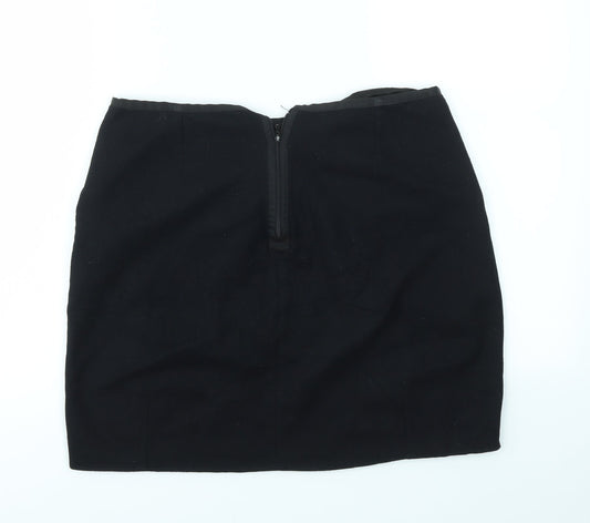 IN WEAR Womens Black Houndstooth A-Line Skirt Size 14