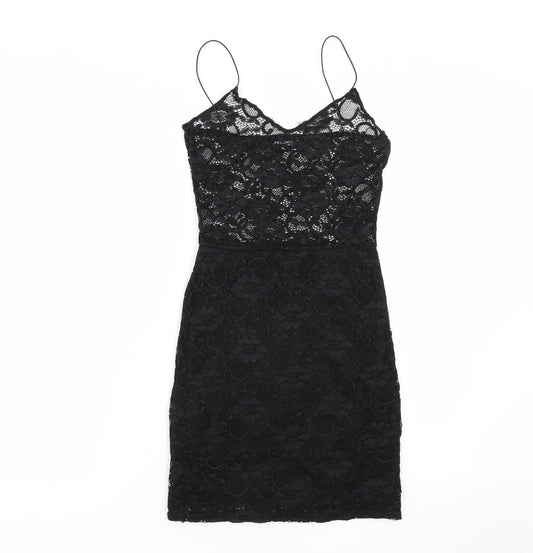 Boohoo Womens Black Floral Tank Dress Size 4