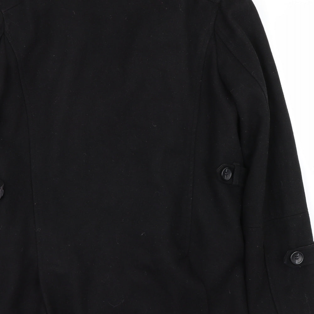 Cedar Wood State Womens Black Trench Coat Coat Size S