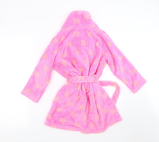 Young Dimension Girls Pink Geometric Top Robe Size 7-8 Years - Star Pattern