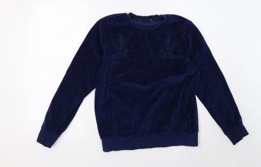 Additional front view of Brave Soul women’s blue pullover sweatshirt, size S