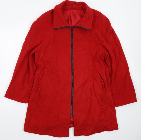 Womens UK Size 14 Classic Woman Red Pea Coat