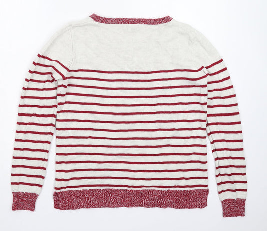 Gap Womens White Striped Knit Pullover Jumper Size M