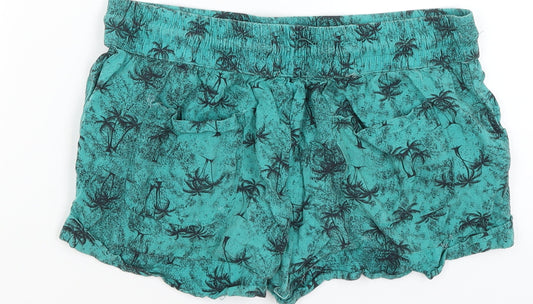 Red Herring Womens Blue Hot Pants Shorts Size 8 - Palm Trees